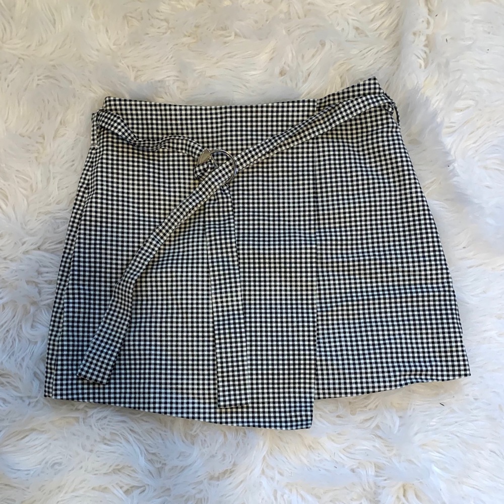 Plaid Skirt with Belt Detail